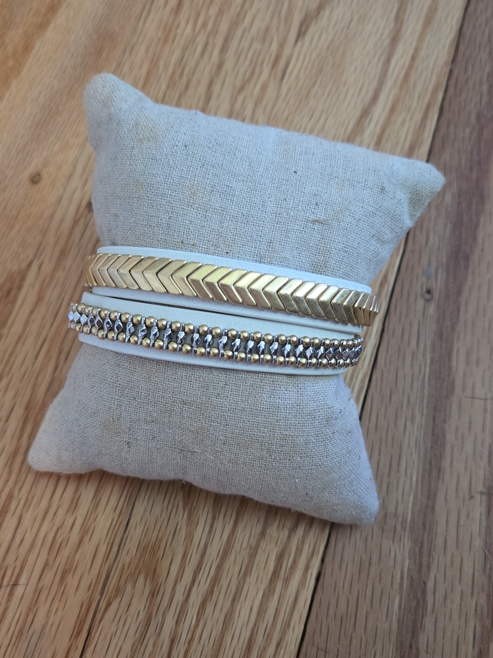Stella & Dot Gold and White Layered Wrap Bracelet